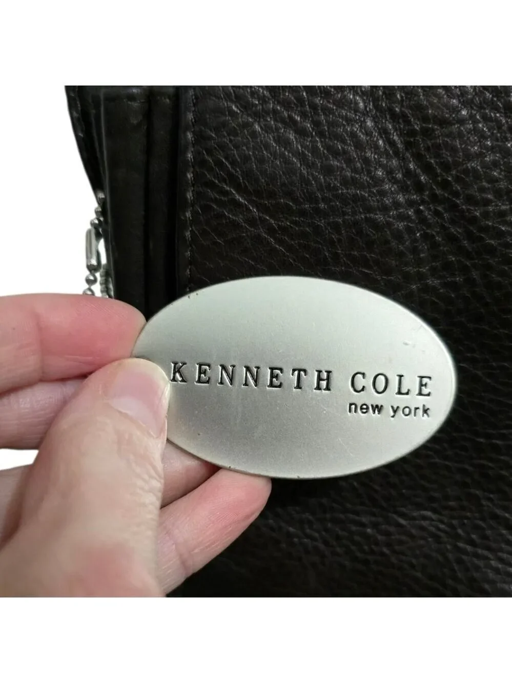 Kenneth Cole Black Genuine Leather Saddlebag Crossbody Purse